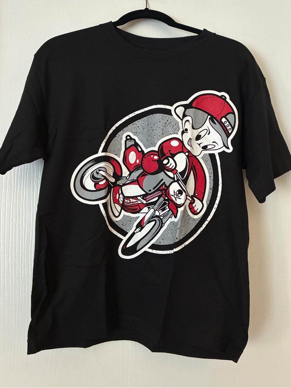 Fatal XL Black Youth Tee with Red & Gray BMX Graphic